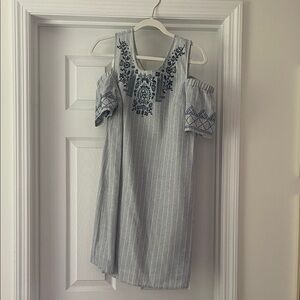 Stylish  Embroidered cold shoulder Dress